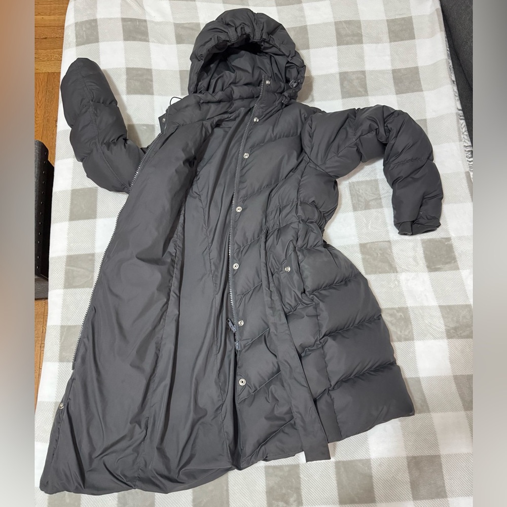 J Crew Women’s Dark Gray Full Length Puffer Jacket Medium - Picture 2 of 16